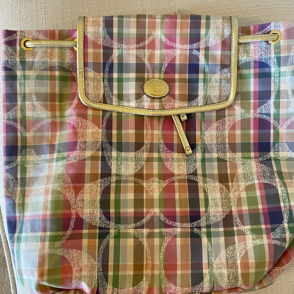 Coach Multicolor Plaid Backpack